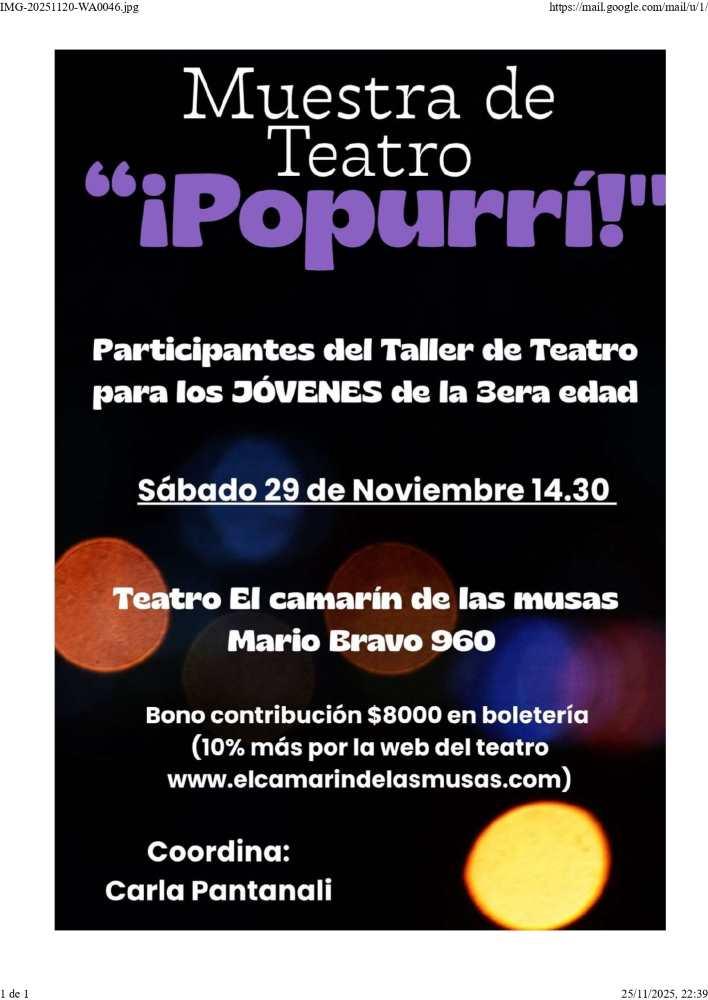 MUESTRA DE TEATRO PARA JÓVENES DE LA TERCERA EDAD
